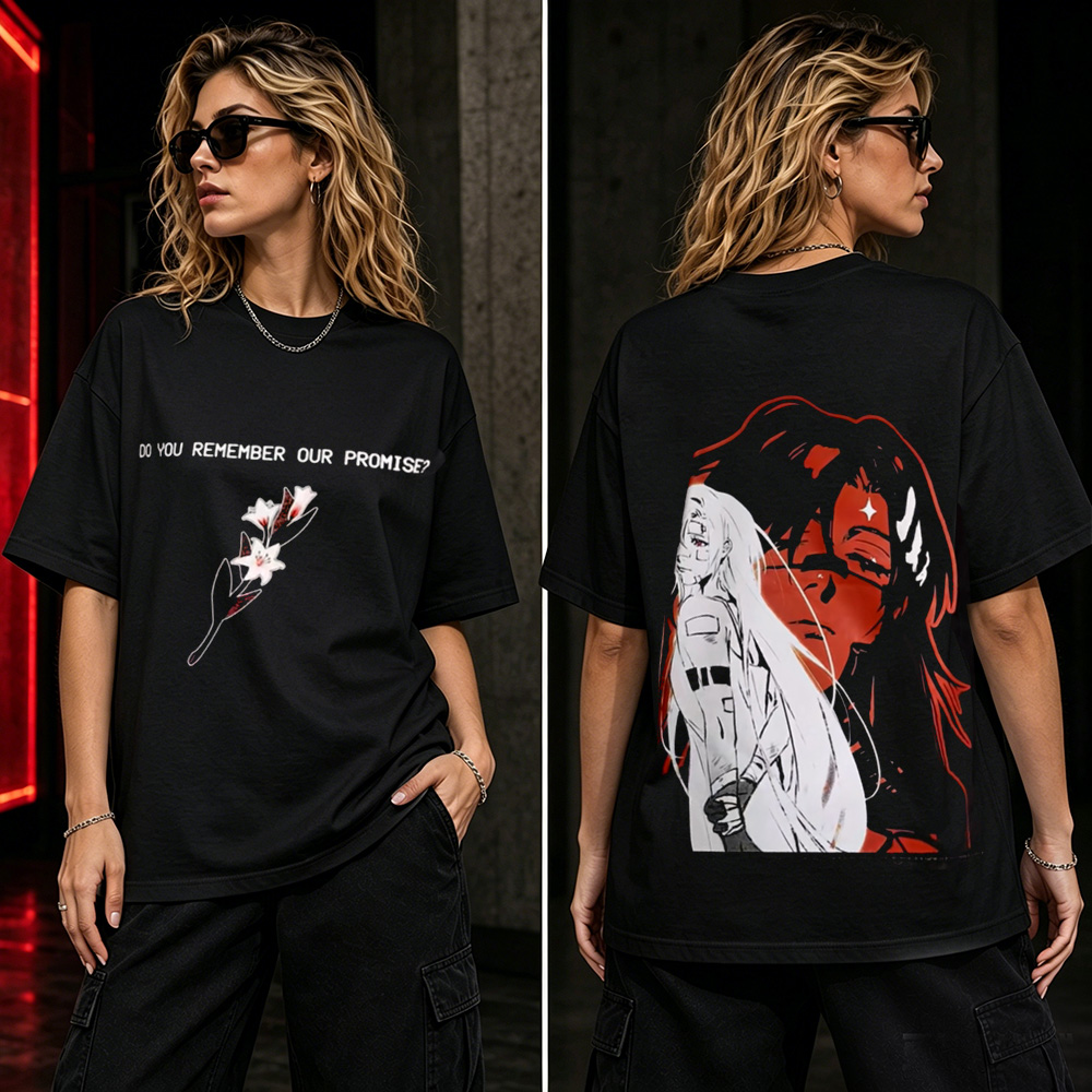 Promise Remember Anime Graphic T-Shirt – Emotional Retro Manga Streetwear Tee