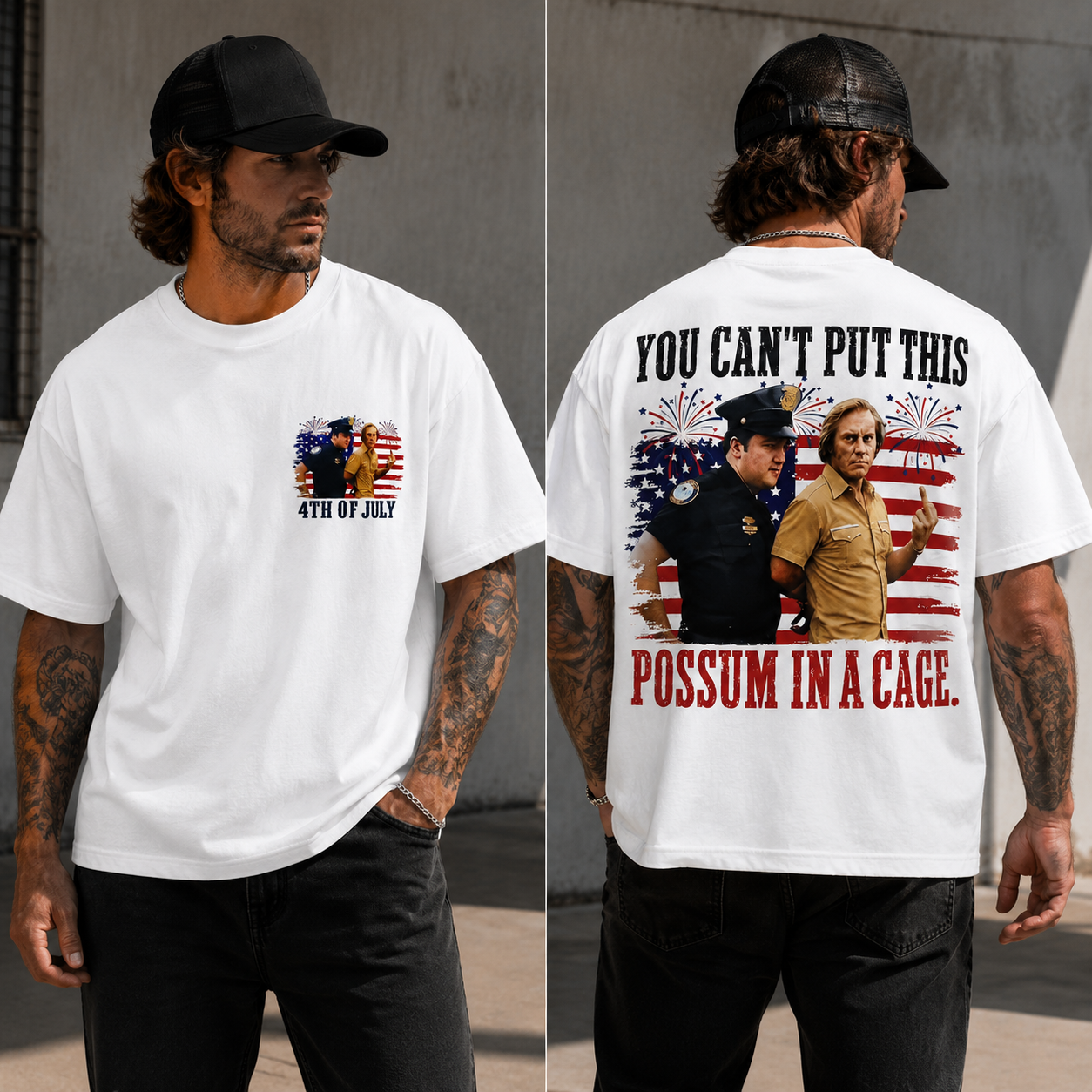 4th of July Freedom Fireworks Graphic Tee – Satirical Patriotic Streetwear