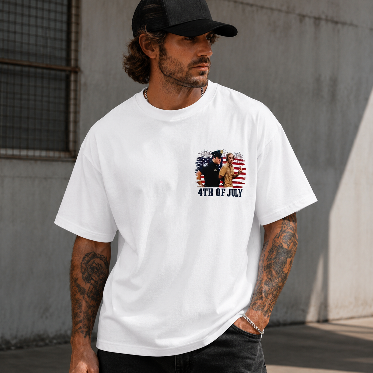 4th of July Freedom Fireworks Graphic Tee – Satirical Patriotic Streetwear