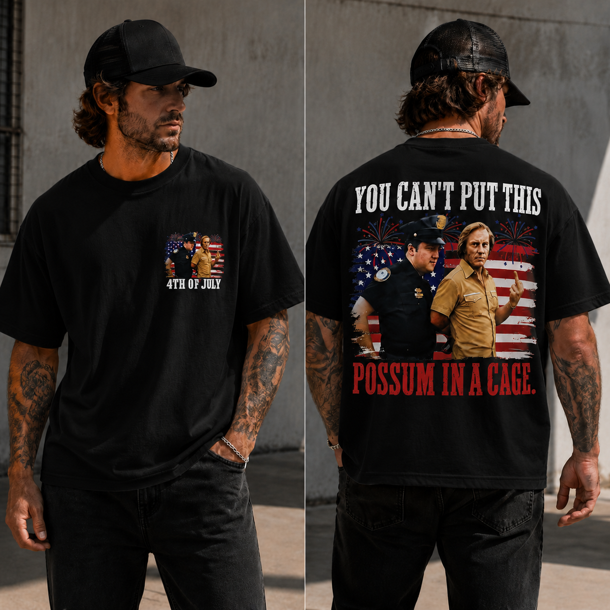 4th of July Freedom Fireworks Graphic Tee – Satirical Patriotic Streetwear