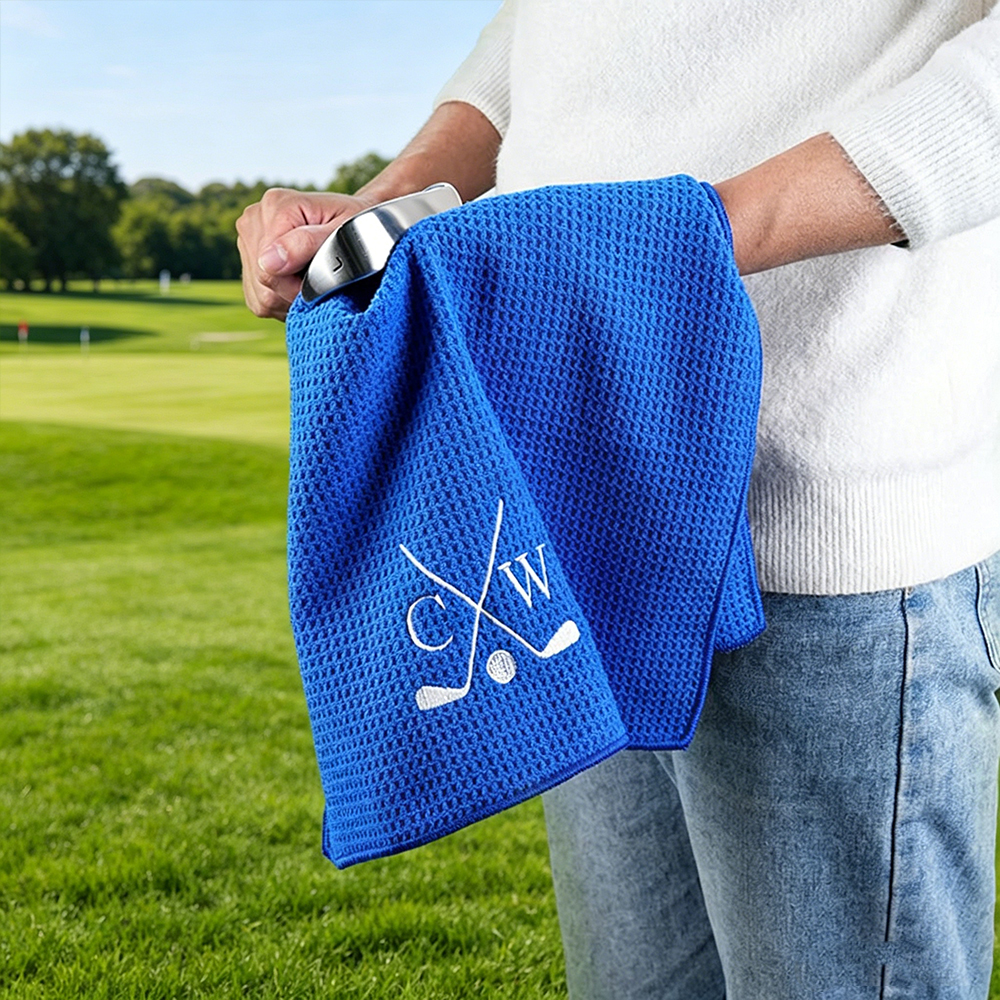Personalized Embroidered Monogram Golf Towel Custom Name Golf Accessory Gift for Golfers & Birthday Present