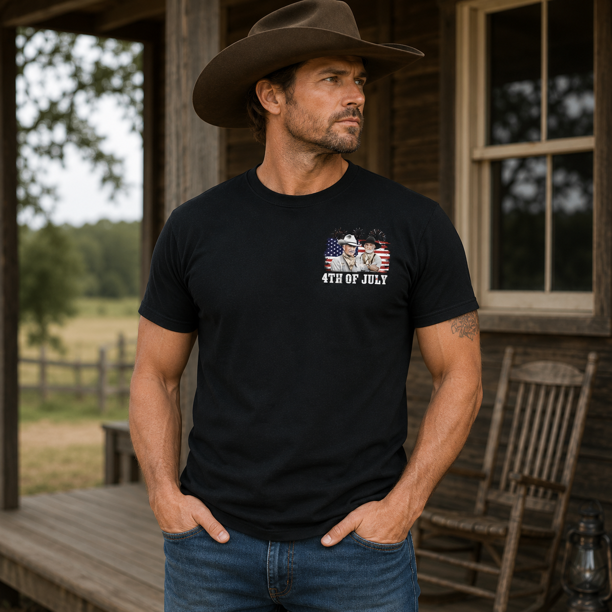 Biscuits, Whores, and Freedom American Patriotic Cowboy Graphic T-Shirt