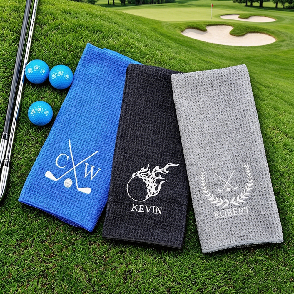 Personalized Embroidered Monogram Golf Towel Custom Name Golf Accessory Gift for Golfers & Birthday Present