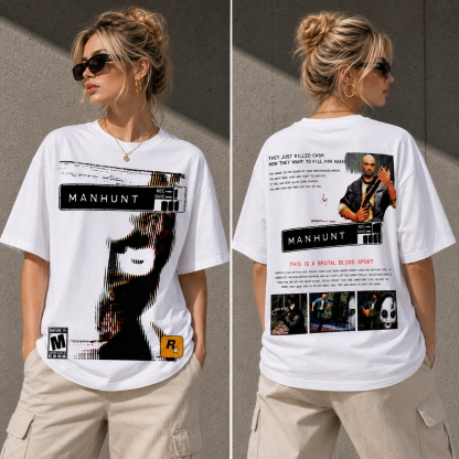 Manhunt 2 Banned Game Energy Edit Vintage Graphic T-Shirt – Retro Horror Gamer Streetwear Tee