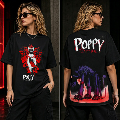 Poppy Playtime Nightmare Beast Graphic T-Shirt – Horror Gaming Oversized Tee