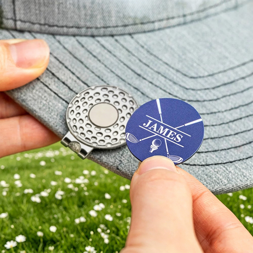 Personalized Golf Ball Marker Magnetic Hat Clip with Custom Name – Premium Golf Accessory Gift for Golf Lovers