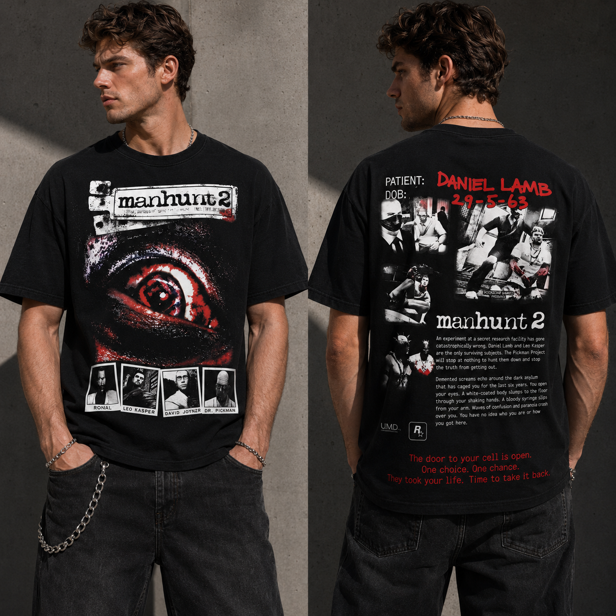 Manhunt 2 Banned Game Energy Edit Graphic T-Shirt – Vintage Horror Gamer Streetwear Tee