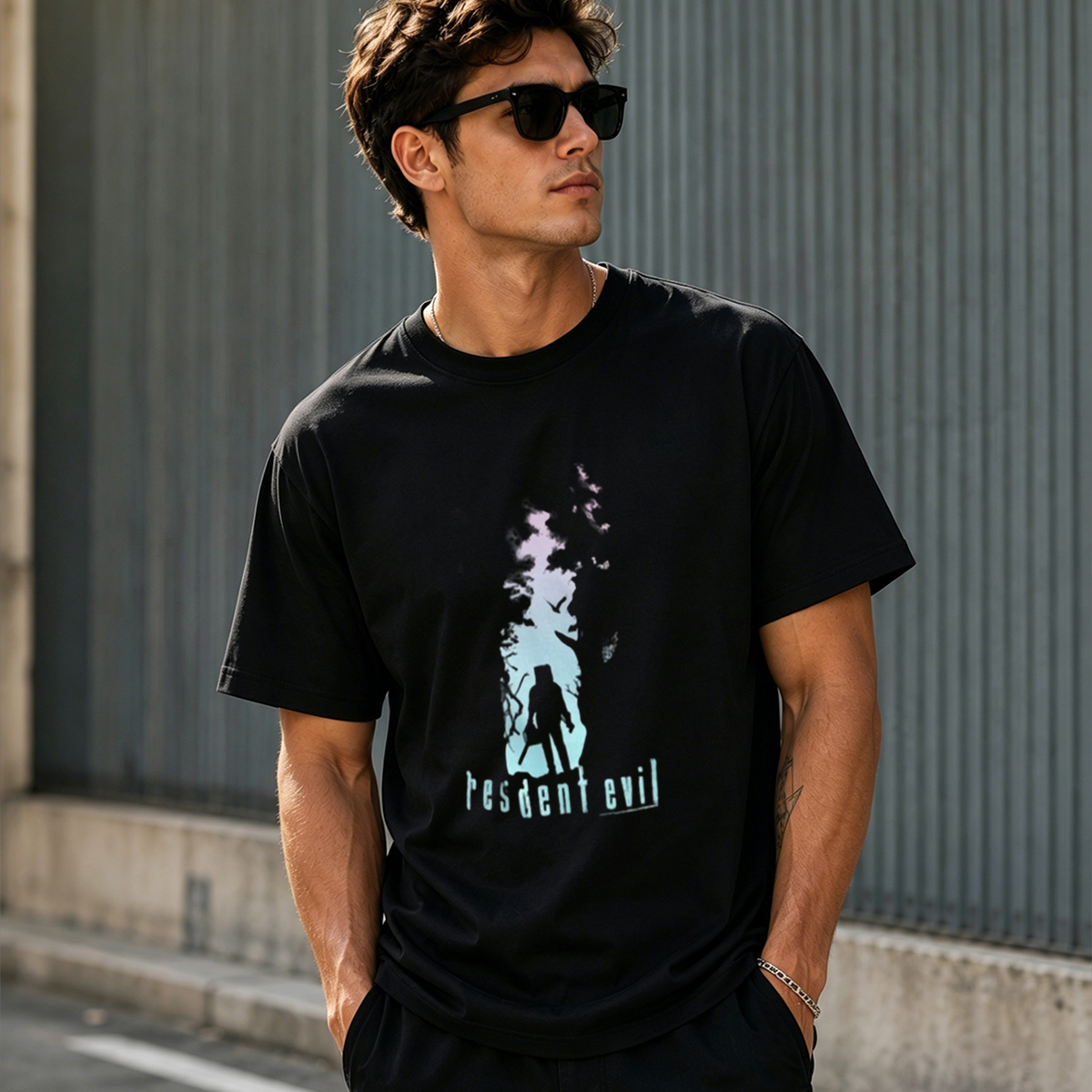 Resident Evil Forest Survivor Graphic T-Shirt – Retro Horror Game Inspired Tee