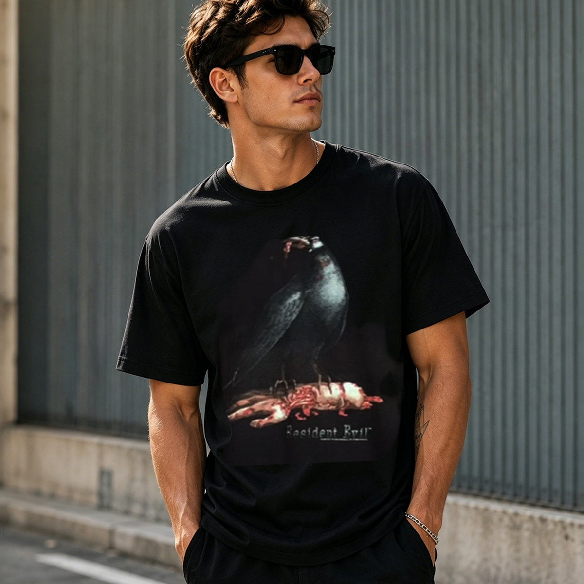 Resident Evil Raven of Death Graphic T-Shirt – Gothic Horror Gaming Tee