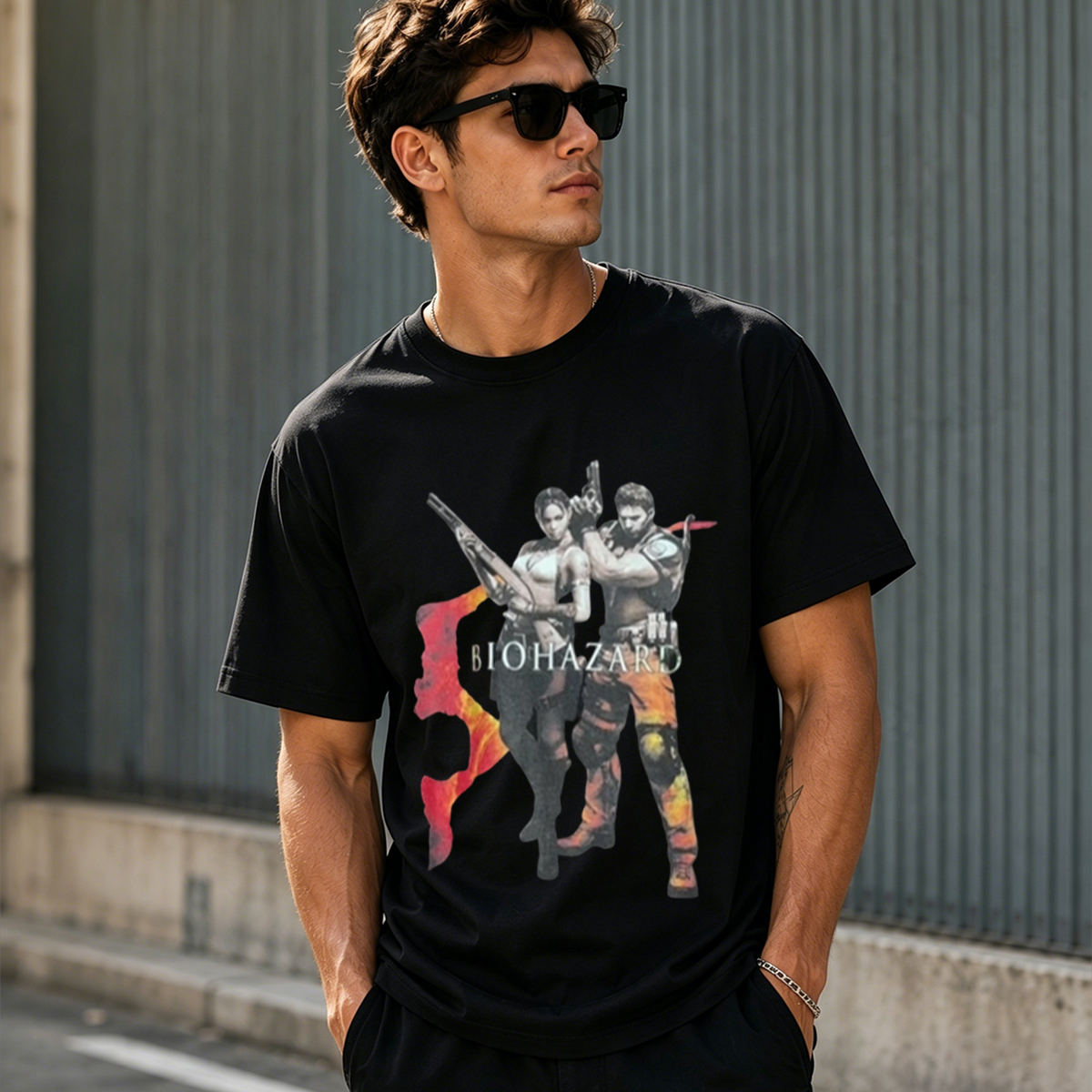 Biohazard 5 Co-Op Legends Retro Gaming Graphic T-Shirt