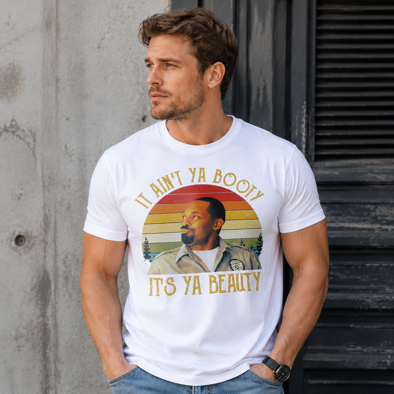 Retro Vintage “It Ain’t Ya Booty, It’s Ya Beauty” Graphic T-Shirt