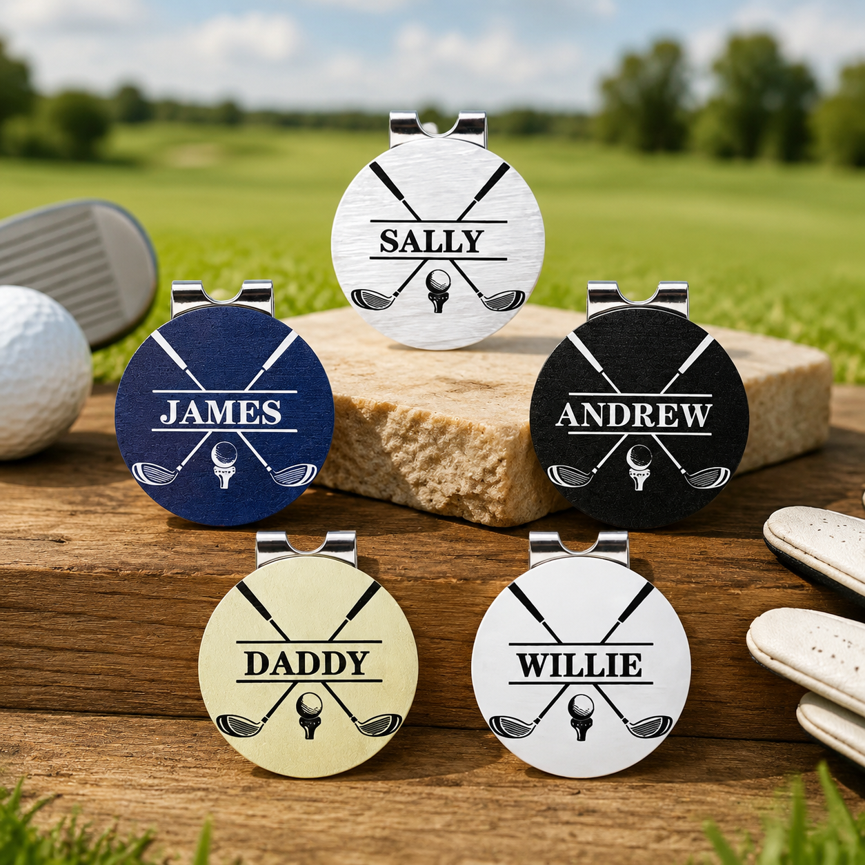 Personalized Golf Ball Marker Magnetic Hat Clip with Custom Name – Premium Golf Accessory Gift for Golf Lovers