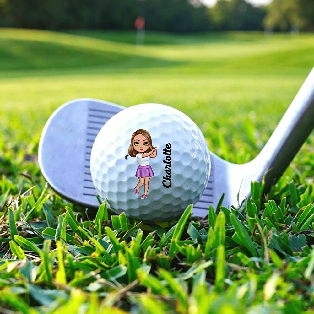 Personalized Golf Ball with Cartoon Golfer & Name Double-Sided Custom Golf Gift for Men Birthday & Holiday Gift
