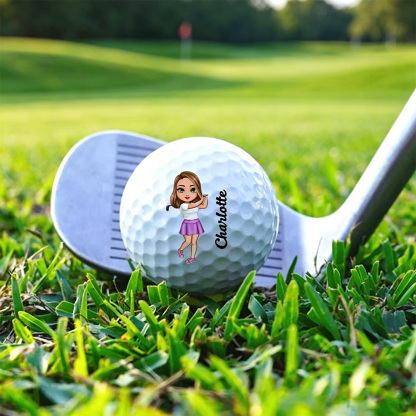 Personalized Golf Ball with Cartoon Golfer & Name Double-Sided Custom Golf Gift for Men Birthday & Holiday Gift