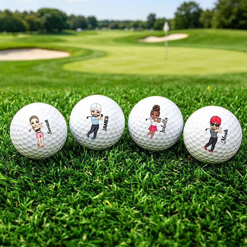 Personalized Golf Ball with Cartoon Golfer & Name Double-Sided Custom Golf Gift for Men Birthday & Holiday Gift