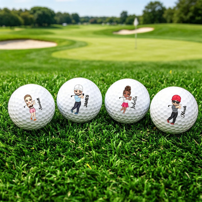 Personalized Golf Ball with Cartoon Golfer & Name Double-Sided Custom Golf Gift for Men Birthday & Holiday Gift