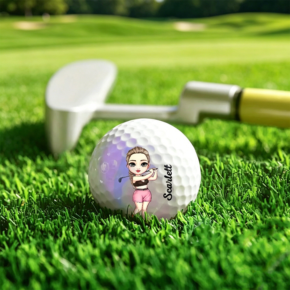 Personalized Golf Ball with Cartoon Golfer & Name Double-Sided Custom Golf Gift for Men Birthday & Holiday Gift