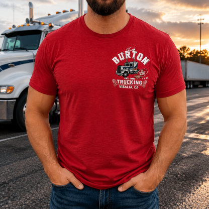 Jack Burton Vintage Trucking Est. 1986 Graphic Tee – Visalia CA Big Rig Driver Shirt