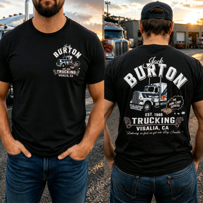 Jack Burton Vintage Trucking Est. 1986 Graphic Tee – Visalia CA Big Rig Driver Shirt