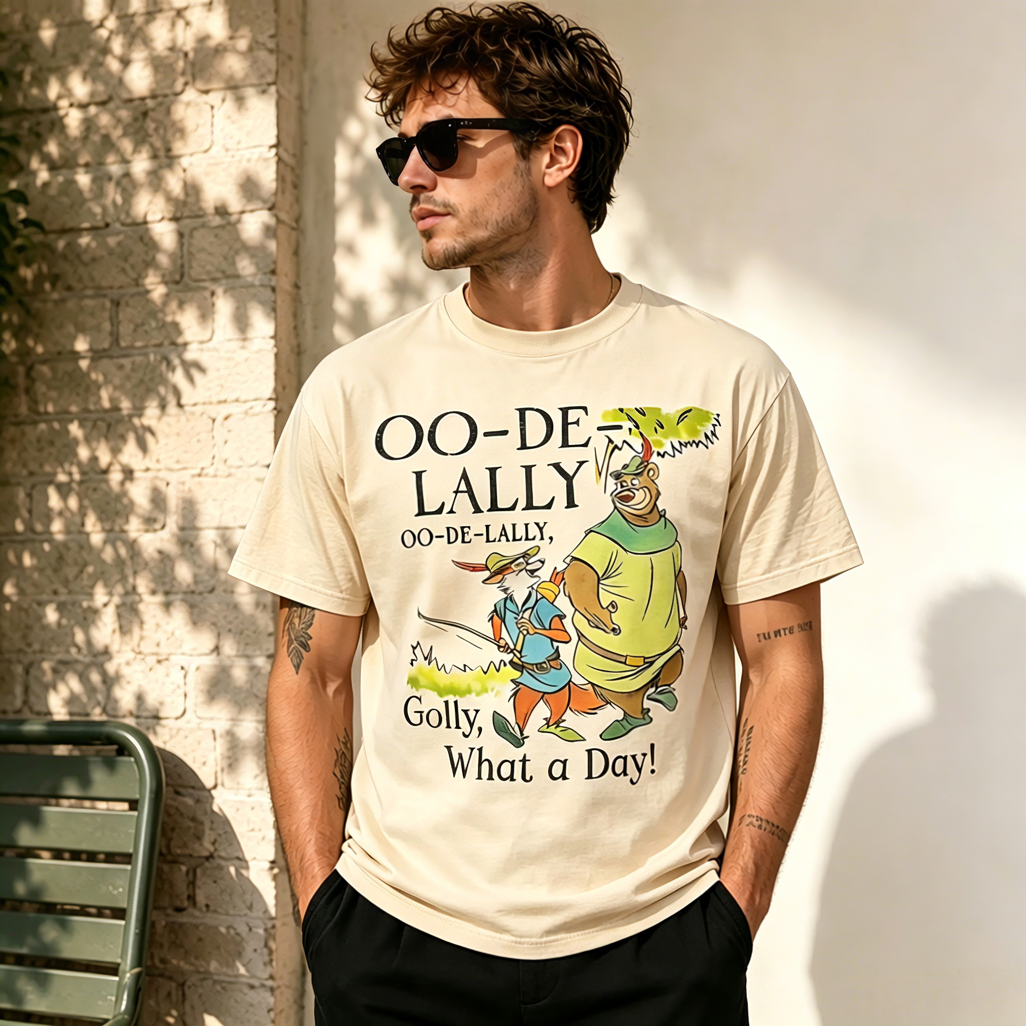 Vintage “Oo-De-Lally” Retro Woodland Graphic Oversized Streetwear T-Shirt – Washed Cotton Tee  