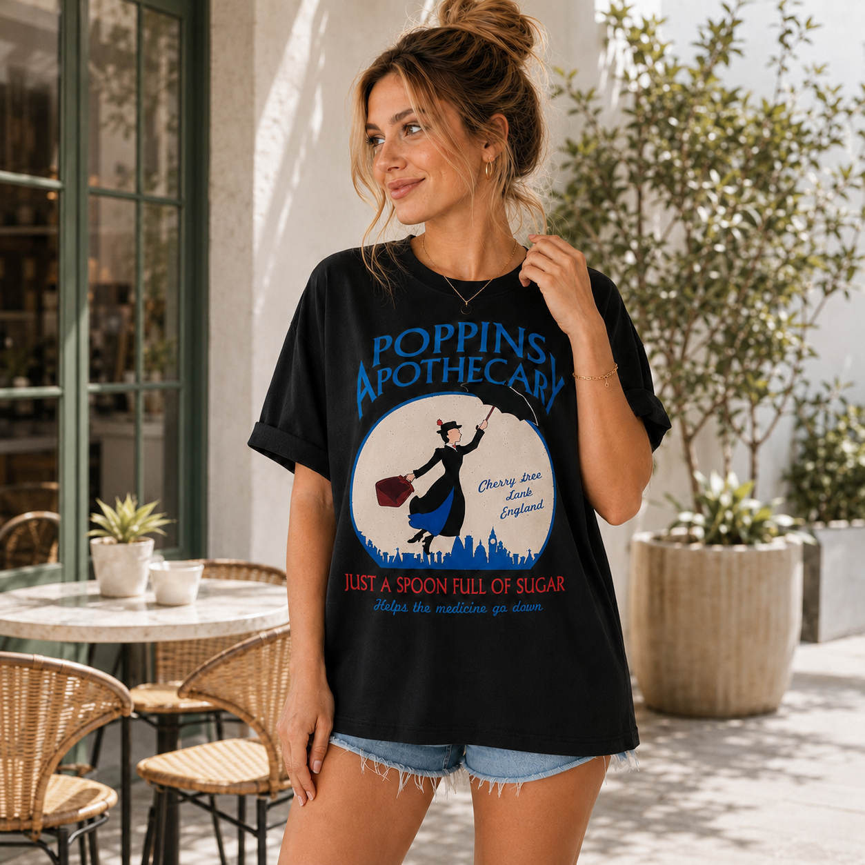 Vintage Umbrella Apothecary Graphic T-Shirt – Cream Retro Streetwear Tee