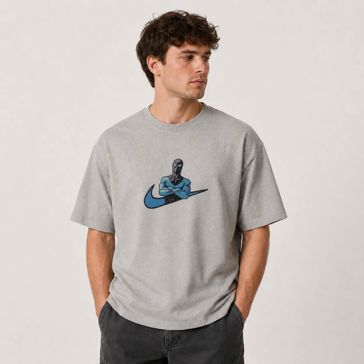 Minimalist Oversized Streetwear T-Shirt – Sport-Inspired Chest Graphic Embroidery Tee