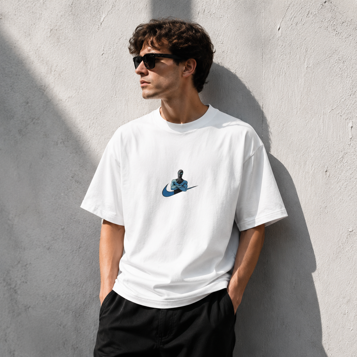 Minimalist Oversized Streetwear T-Shirt – Sport-Inspired Chest Graphic Embroidery Tee