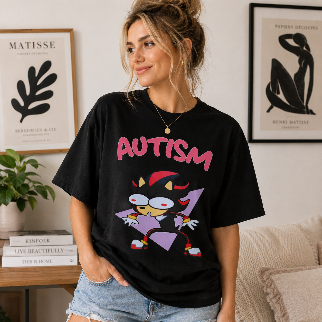Whimsical Cartoon Character Graphic T-Shirt with Bold Statement Typography and Playful Streetwear Illustration Casual Unisex Tee