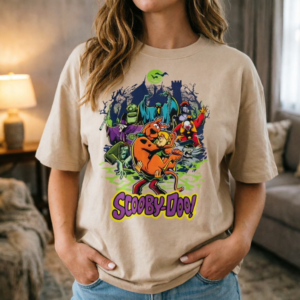 Retro Mystery Cartoon Crew Graphic T-Shirt Vintage Monster Adventure Streetwear Tee
