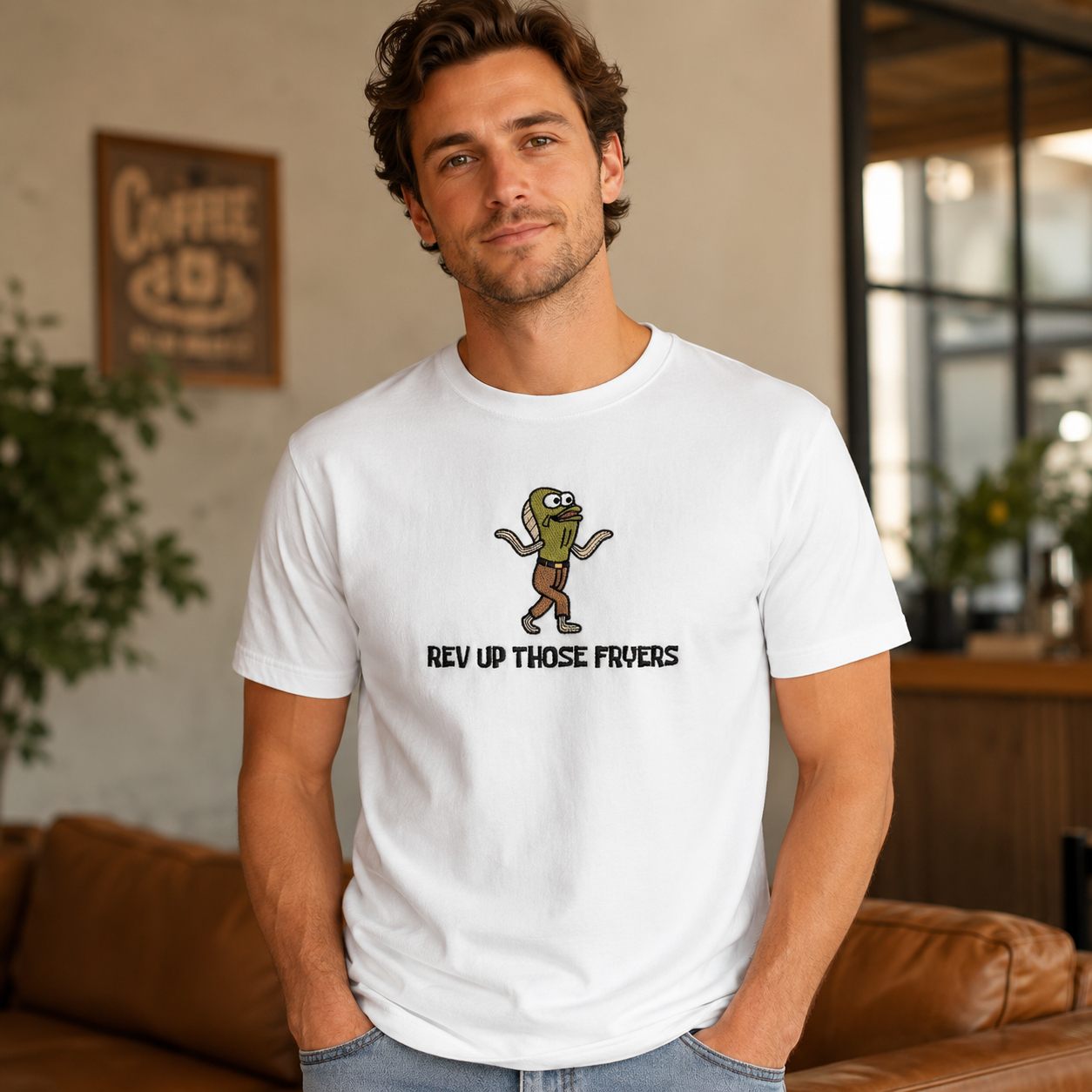 Funny Cartoon Fry Chef Quote Graphic T-Shirt Casual Streetwear Tee