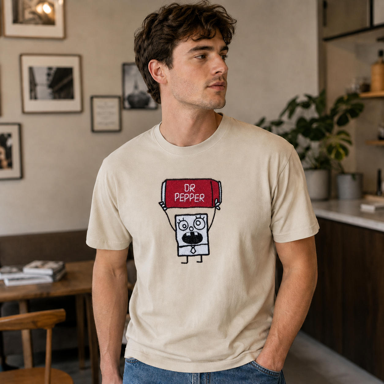 Retro Soda Mascot Cartoon Graphic T-Shirt – Minimalist Streetwear Cotton Tee