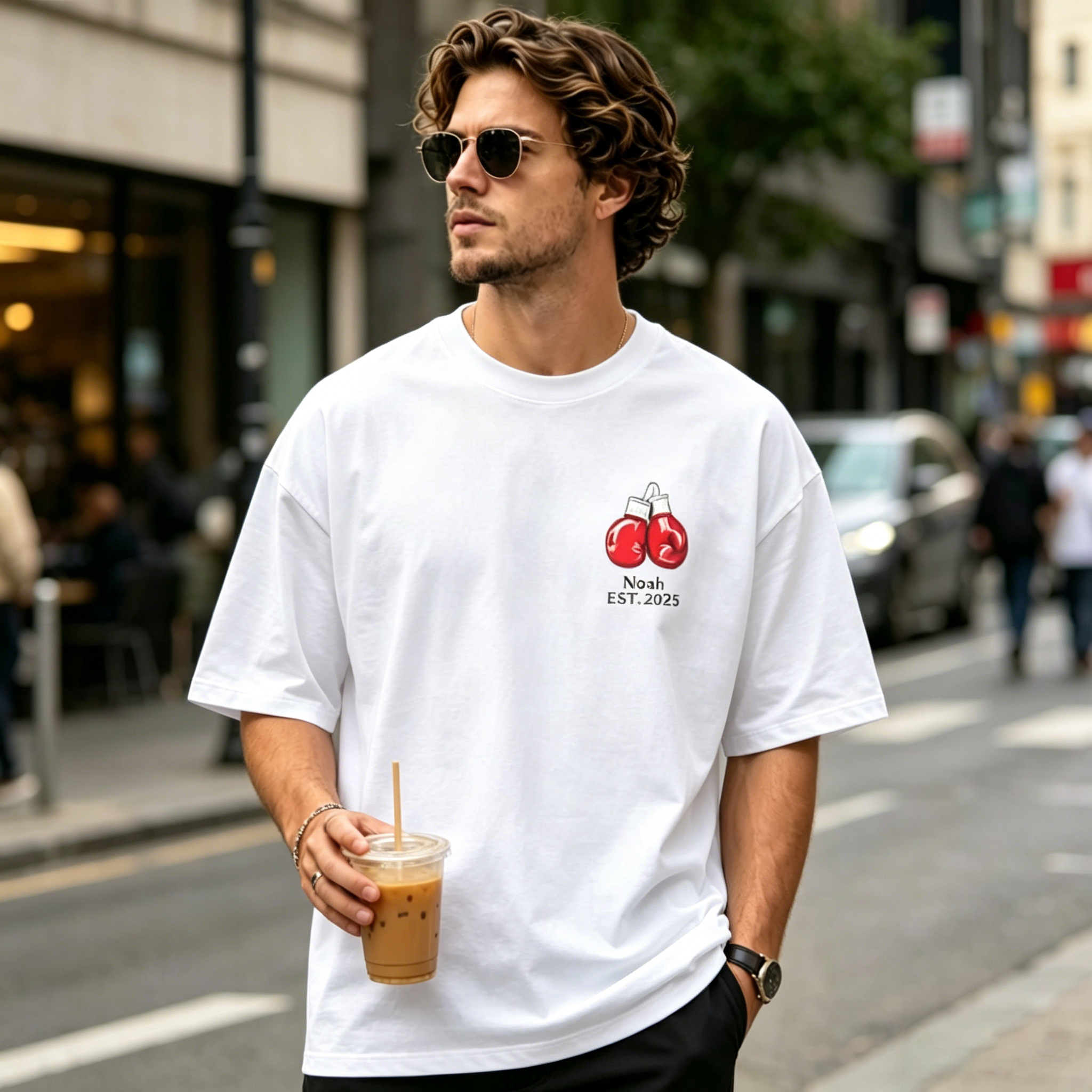 Vintage Martial Arts Fighter Graphic Back Print T-Shirt – Oversized Streetwear Cotton Tee with Boxing Illustration Design