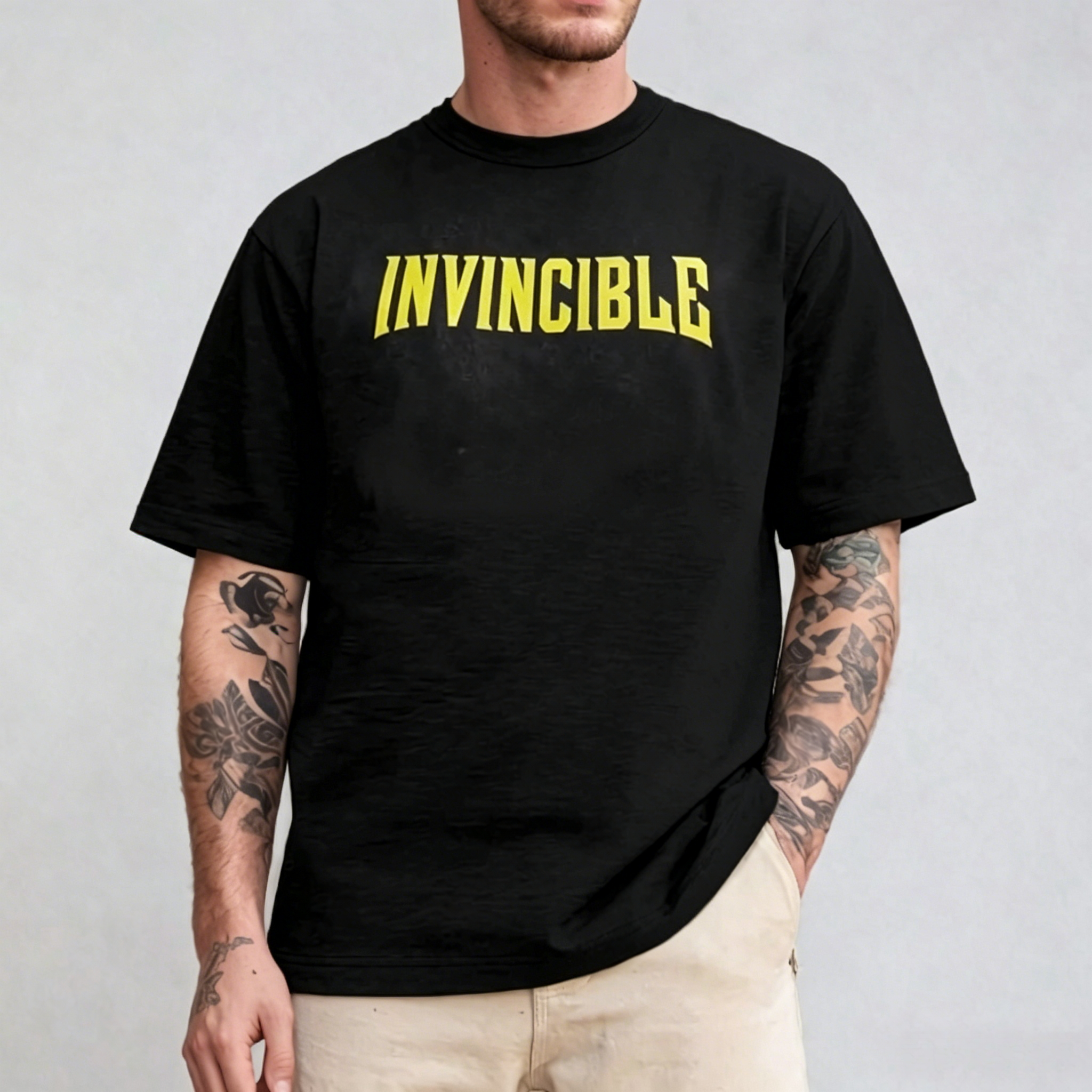 Bold Fighter Graphic Streetwear T-Shirt – Anime-Inspired Character Print Oversized Tee 