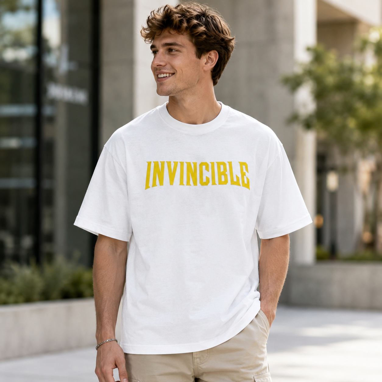 Bold Fighter Graphic Streetwear T-Shirt – Anime-Inspired Character Print Oversized Tee 