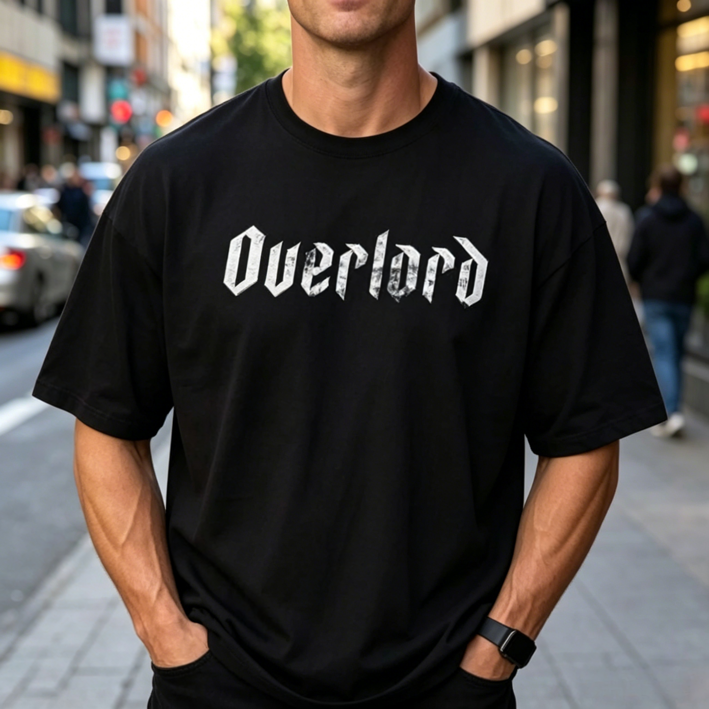 Dual-Sided Streetwear Graphic T-Shirt – Gothic Typography Front & Character Illustration Back Tee