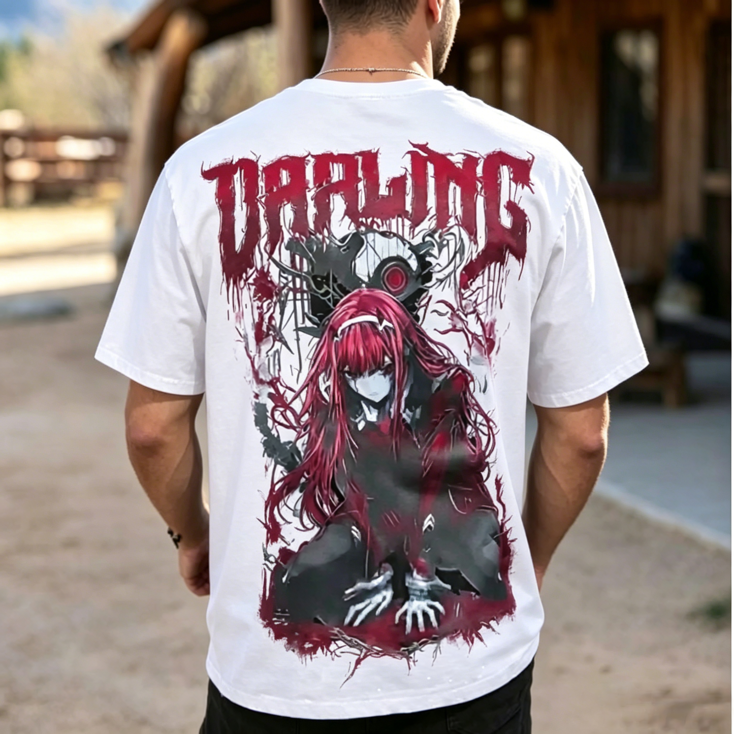 Dual-Sided Gothic Anime Character Graphic Streetwear T-Shirt – Horror Illustration Back Print Tee