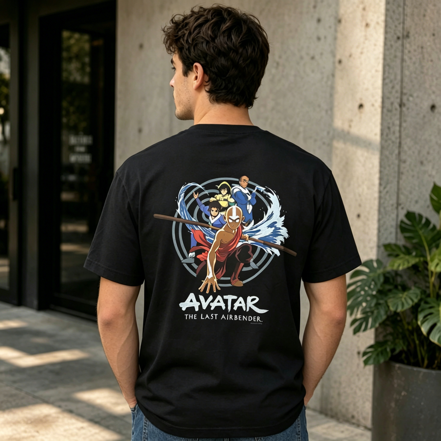 Four Element Power Warrior Crew Graphic T-Shirt – Dual-Sided Fantasy Anime Streetwear Tee