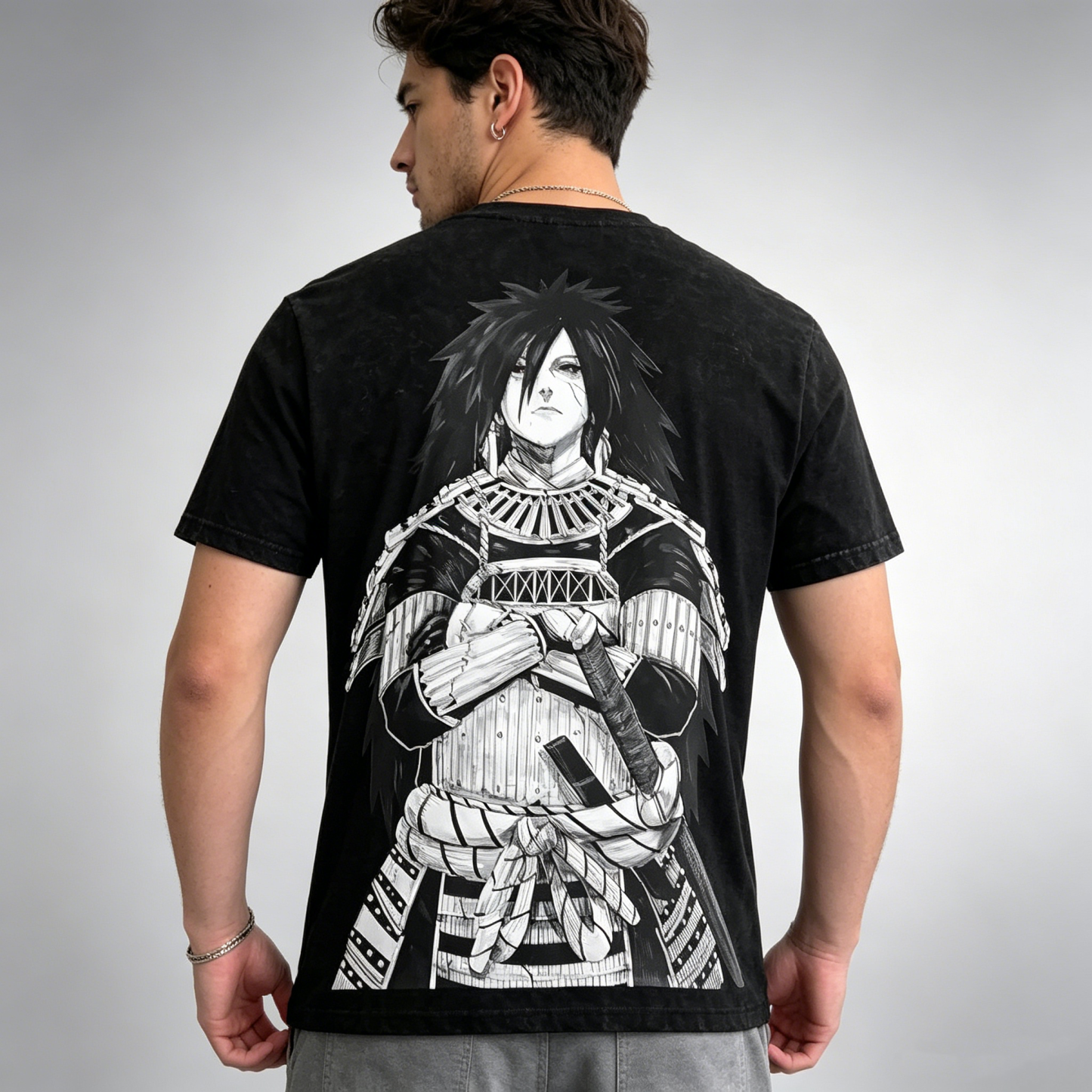 Armored Samurai Warrior Dual-Sided Graphic Oversized Streetwear T-Shirt