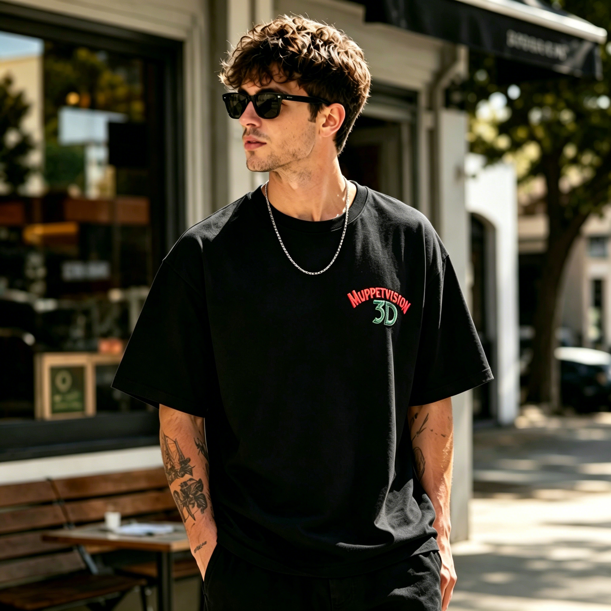 Retro Puppet Theater Graphic Oversized Streetwear T-Shirt – Back Print Streetwear Tee