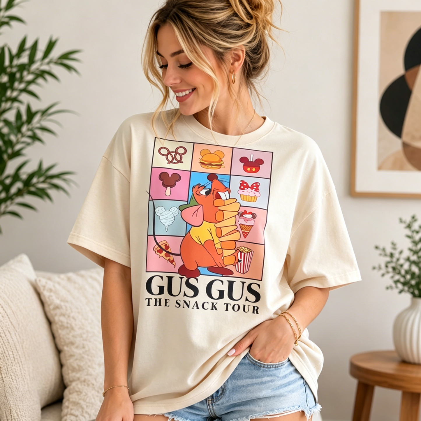 Cute Snack Cartoon Graphic Oversized Streetwear T-Shirt – Food Illustration Casual Tee