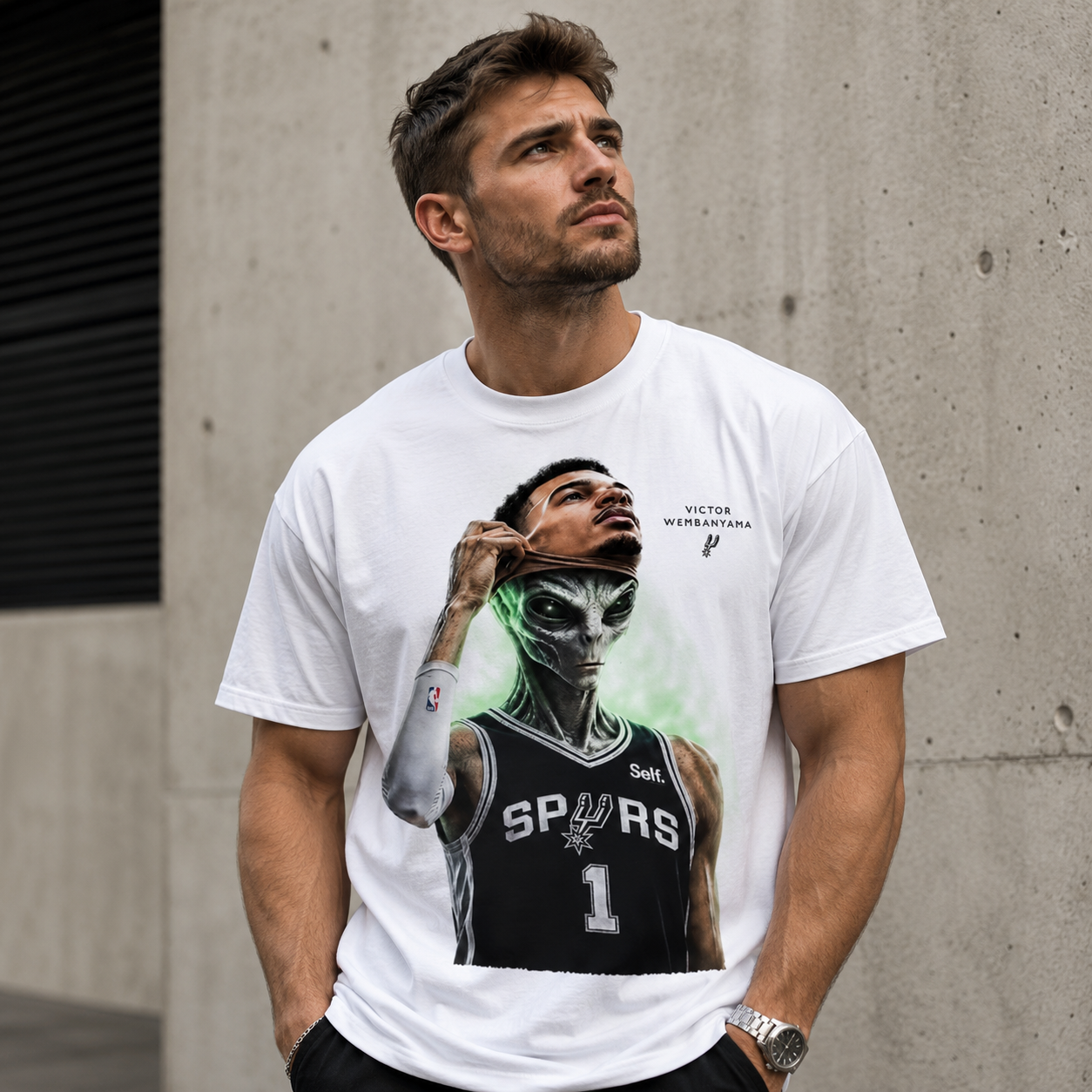 Victor Wembanyama Alien Spurs Basketball Performance Graphic Athletic T-Shirt