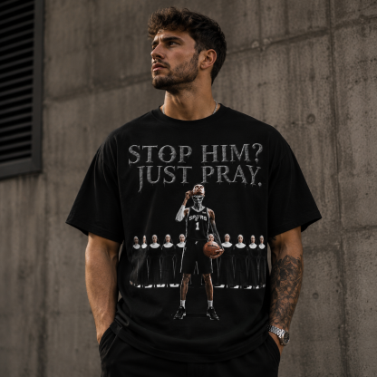 Victor Wembanyama “Stop Him? Just Pray” Spurs Basketball Graphic Athletic T-Shirt
