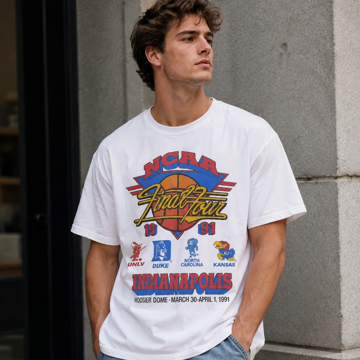 1991 NCAA Final Four Indianapolis Retro Basketball Graphic T-Shirt
