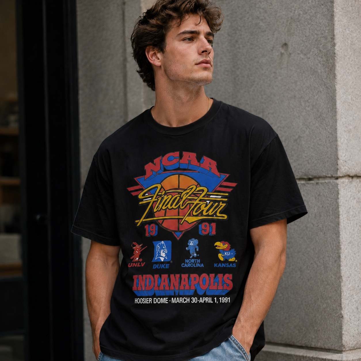1991 NCAA Final Four Indianapolis Retro Basketball Graphic T-Shirt