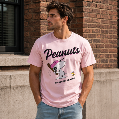 Vintage Style  Hitting Graphic Tee, Soft Cotton Crew Neck Summer Top for Fans