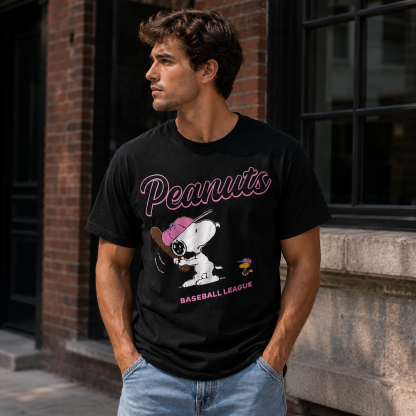Vintage Style  Hitting Graphic Tee, Soft Cotton Crew Neck Summer Top for Fans