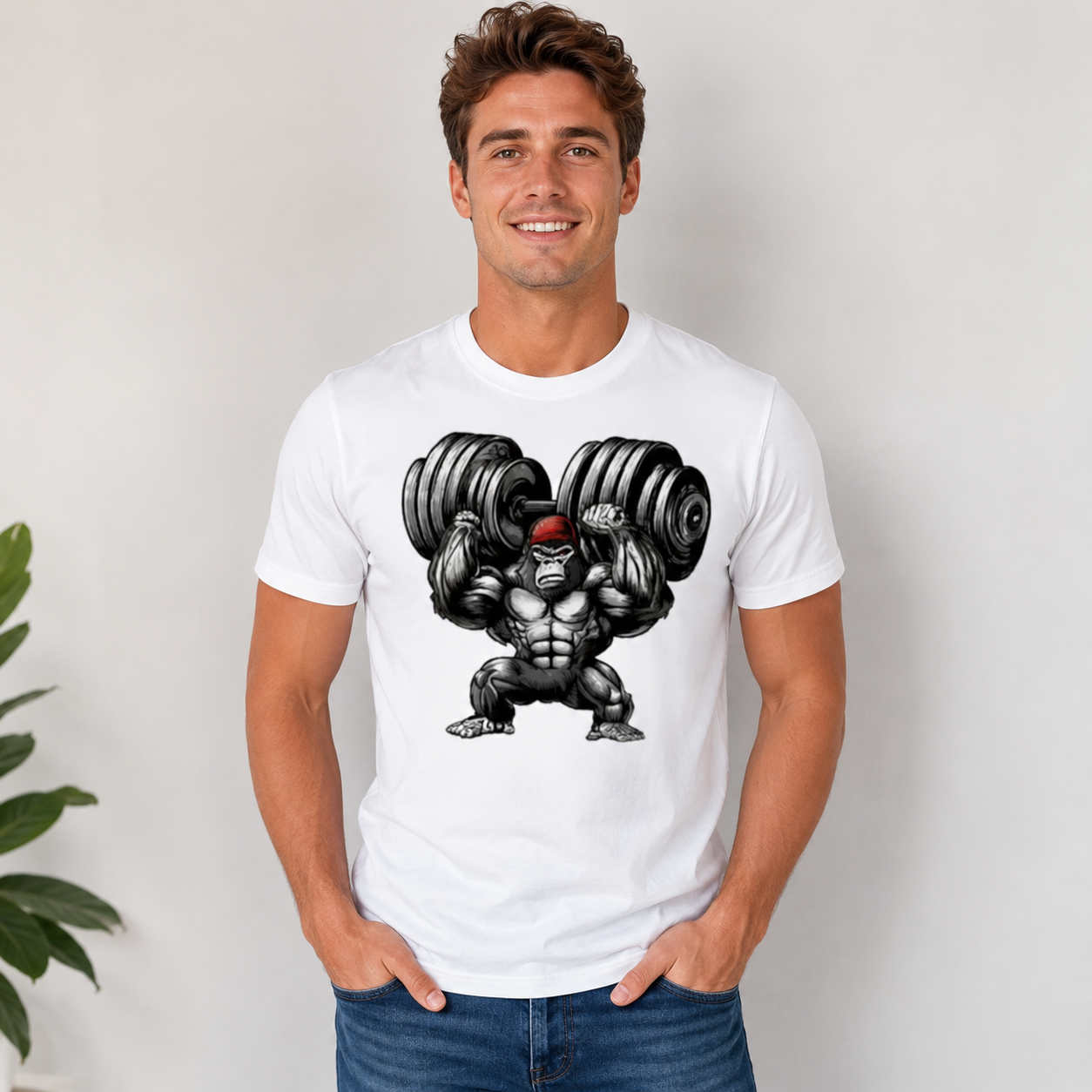 Gym Gorilla Heavy Weightlifting Graphic T-Shirt – Bodybuilding Fitness Athletic Training Streetwear Oversized Muscle Gym Tee