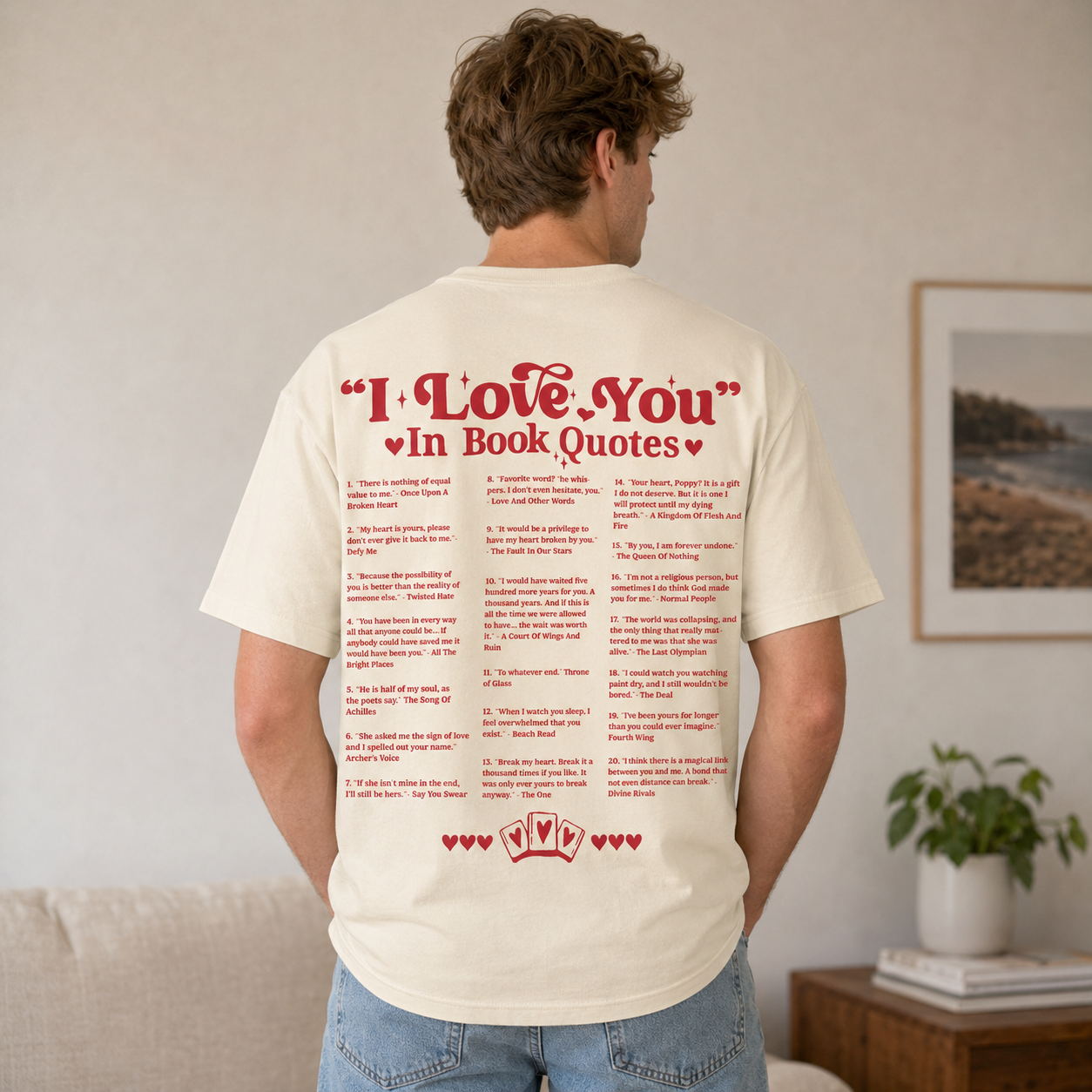 “I Love You in Book Quotes” Romantic Reader Graphic T-Shirt – Book Lover Quote Tee
