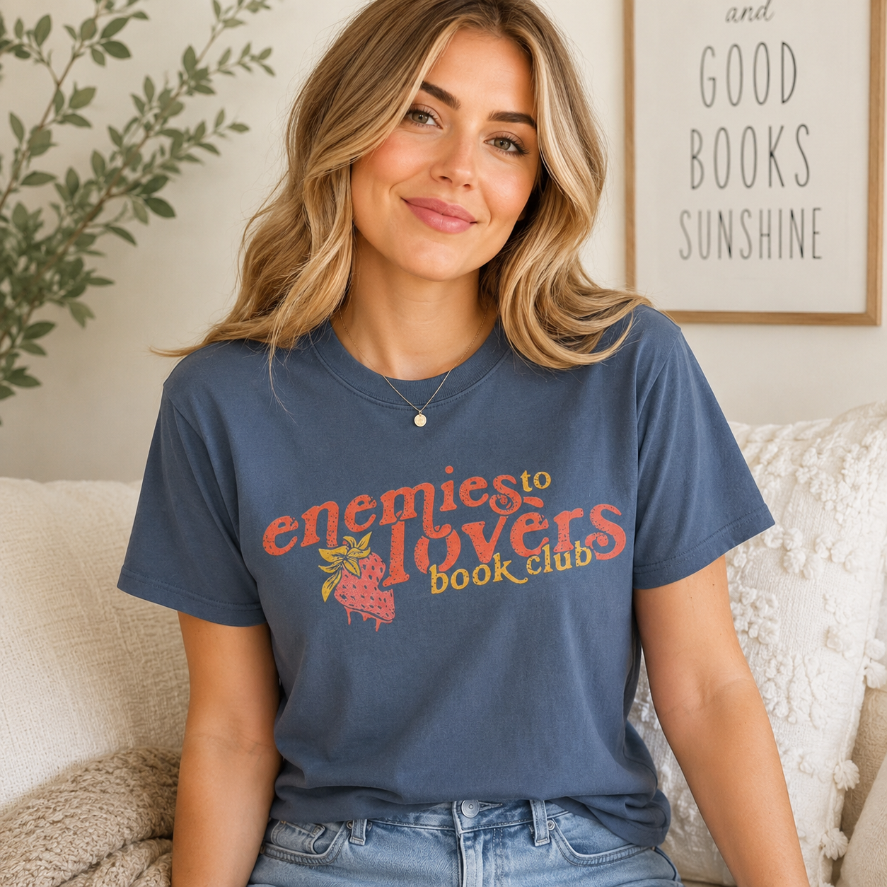 Enemies to Lovers Book Club Graphic T-Shirt – Strawberry Romance Reading Tee