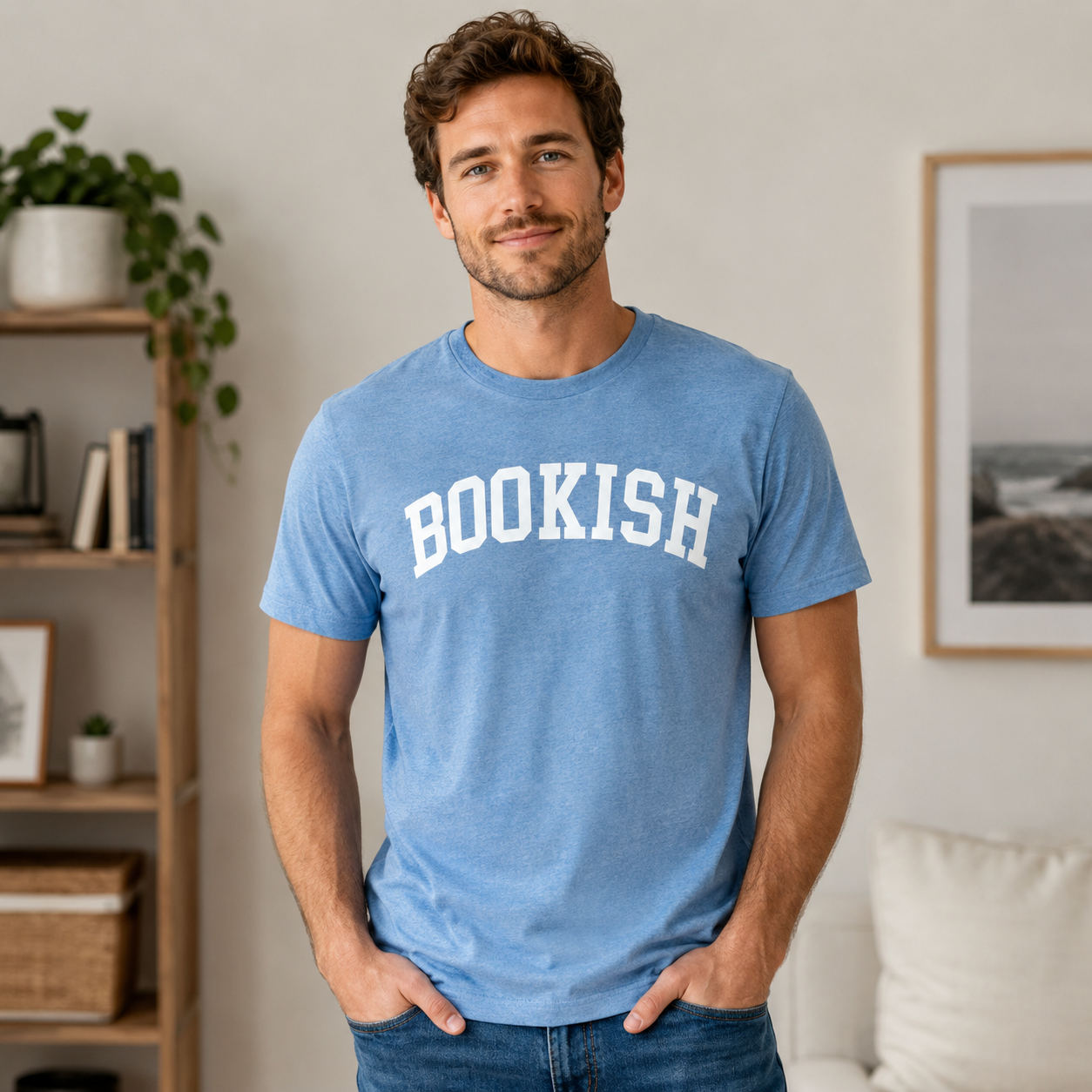 “BOOKISH” Vintage College Style Graphic Short Sleeve T-Shirt – Book Lover Casual Reading Tee